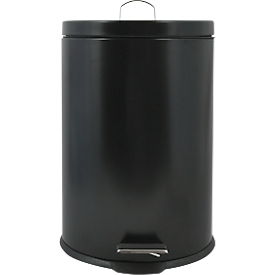 MSV Poubelle à pédale en acier, 20 litres, mécanisme à pédale, insert en plastique, L 290 x H 440 mm, noir