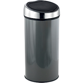 MSV Poubelle Touch, Soft-Close, inox, jusqu'à 30 litres, L 310 x H 650 x P 310 mm, gris foncé