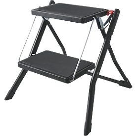 MSV Spirella step ladder, 2 steps, steel, L 495 x W 485 x H 445 mm, up to 150 kg, black