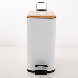 MSV Spirella Treteimer Erik, 5 l, Stahl, weiss, mit Bambusdeckel