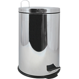 MSV Treteimer, 20 Liter, Edelstahl, Tretmechanismus, Kunststoffeinsatz, L 360 x B 295 x H 450 mm, silber