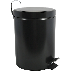 MSV Treteimer, rund, 5 Liter, Stahl, Tretmechanismus, Kunststoffeinsatz, B 204 x H 272 mm, schwarz