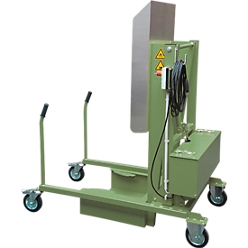 Mülltonnen-Kippstation MKS, für 120 & 240 l Tonnen, Ausschütthöhe 1480 mm, Kippwinkel 135°, bis 110 kg, Rollen, 230 V, RAL 6011