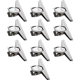 Multi-clamp MAUL, width 75 mm & clamping width 20 mm, with spiral spring, nickel-plated, powder-coated metal, 10 pieces