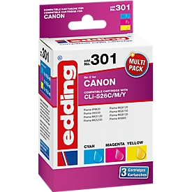 Multipack cartouches d'imprimante Edding compatibles avec CLI 526 Canon, 3 couleurs, 660 pages