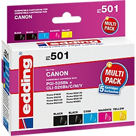 Multipack cartouches d'imprimante Edding compatibles avec PGI-525+CLI-526BK Canon