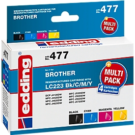 Multipack encre Edding compatible avec LC223BK/C/M/Y Brother, CMJN