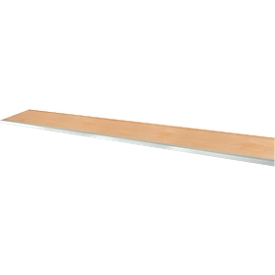 Multiplex werkblad, 35 mm dik, schroefhulzen, stalen rand, beukenhout verlengd, kleurloos geïmpregneerd, L 2000 x B 700 mm