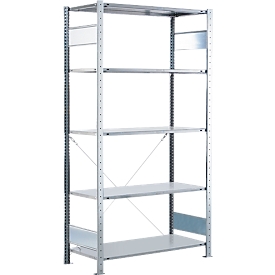 MULTIplus150 Express boltless shelving, 5 shelves, max. load 150 kg/shelf, max. bay load 1300 kg, W 1000 x D 300 x H 2000 mm, steel