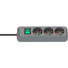 Multiprise Brennenstuhl, 3 prises avec contact de sécurité, disposition à 45°, protection renforcée contre les contacts accidentels, câble de 1,5 m, L 215 x l 95 x P 60, gris argenté