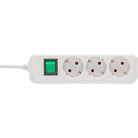Multiprise Brennenstuhl, 3 prises avec contact de sécurité, disposition à 45°, protection renforcée contre les contacts accidentels, câble de 3 m, L 215 x l 95 x P 60, blanc