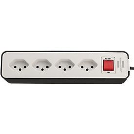 Multiprise brennenstuhl® Ecolor, 4x, angle de 90°, avec interrupteur éclairé, longueur de câble 1,5 m, IP20, plastique, noir-blanc