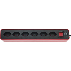 Multiprise brennenstuhl® Ecolor, 6x, angle de 90°, avec interrupteur éclairé, longueur de câble 1,5 m, IP20, plastique, noir-rouge