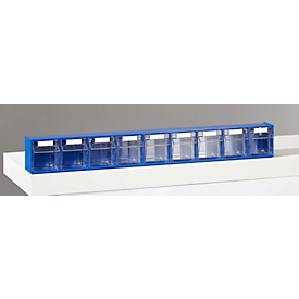MultiStore, opbergruimte voor kleine artikelen, maat 9, B 600 x D 51 x H 77 mm, volume 0,9 l, stapelbaar, polystyreen, blauw/transp.