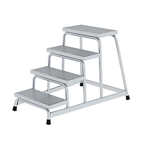 Munk Arbeitspodest, Aluminium, verschweisste Rohrkonstruktion, Stufen R 13, Trittfläche 550 x 300 mm, max. 150 kg, 4 Stufen 
