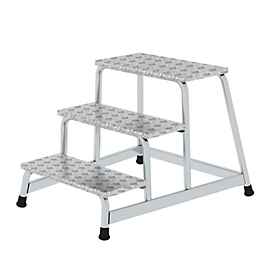 Munk Escabeau de travail, aluminium, construction tubulaire soudée, marches en tôle verruqueuse, antidérapant, jusqu'à 150 kg, surface de marche L 550 x P 300 mm, 3 marches