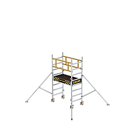 Munk FlexxTower rolsteiger, aluminium ronde buis, gereedschapsloze montage, inklapbare driehoekstabilisatoren, GS-gekeurd, belastingsklasse 3, H 1,10 m