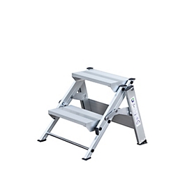 Munk opvouwbare treden, aluminium, stabiel opvouwmechanisme, dubbele stijlen, antislip, tredeoppervlak B 360 x D 205 mm, max. 150 kg, 2 treden