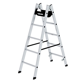 Munk sport trap, aluminium, rechthoekige buisbomen, geribbelde sporten, nivello® ladderschoenen, max. 150 kg, polyester gordelspreider veiligheidsvoorziening, 2x5 sporten