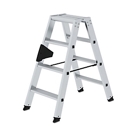 Munk trapladder, 2 x 4 treden, aluminium, rechthoekige buisbomen, 80 mm treden, ergo-pad® gripzone, nivello® ladderschoenen, tot 150 kg