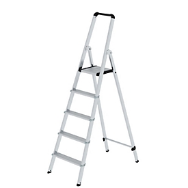 Munk trapladder, aluminium, 80 mm treden, max. 150 kg, antislip, conische geleiding, 235 mm stapafstand, 70° helling, 5 treden