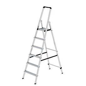 Munk trapladder, aluminium, 80 mm treden, max. 150 kg, antislip, conische geleiding, 235 mm tredeafstand, 70° helling, 6 treden