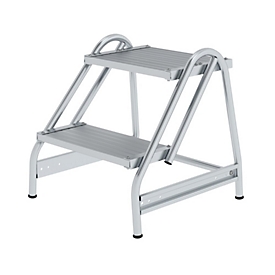 Munk-werkplatform, aluminium, gelaste buisconstructie, loopvlak 400 x 300 mm, 200 mm diepe treden, max. belasting 150 kg, 2 treden