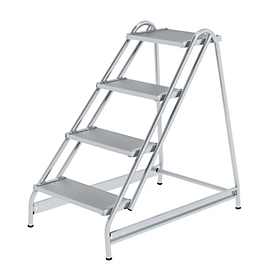 Munk-werkplatform, aluminium, gelaste buisconstructie, loopvlak 400 x 300 mm, 200 mm diepe treden, max. belasting 150 kg, 4 treden