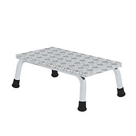 Munk-werkplatform, aluminium, gelaste buisconstructie, treden van trapplaat, antislip, tot 150 kg, tredeoppervlak B 550 x D 300 mm, 1 trede