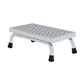 Munk work platform, aluminum, welded tubular construction, steps R 13, tread surface 550 x 300 mm, max. 150 kg, 1 step 