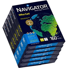 Navigator Office Card, A4, 160 g/m², helderwit, 1 doos = 5 x 250 vellen