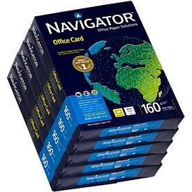 Navigator Office Card, DIN A4, 160 g/m², hochweiß, 1 Karton = 5 x 250 Blatt