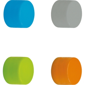 Neodymium magneet Maul, 8 stuks, tot 1,5 kg, siliconen coating, Ø 12 x D 6 mm, geassorteerde kleuren