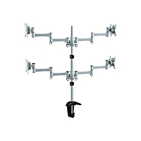 Neomounts FPMA-D1330D4SILVER - Befestigungskit (Spannbefestigung für Tisch, Pivot, 4 Gelenkarme) - für 4 LCD-Anzeigen - Silber - Bildschirmgröße: 25.4-61 cm (10"-24") - Schreibtisch
