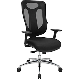 Net Pro 100 Topstar bureaustoel, met armleuningen, synchroon puntmechanisme, zitting met bekkensteun, netrugleuning, zwart/zilver