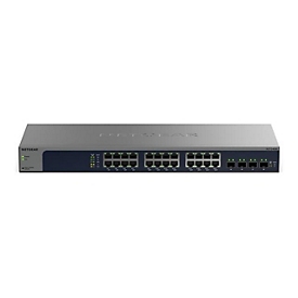 NETGEAR Easy Smart XS724EM - V2 - Switch - Smart - 24 x 100/1000/2.5G/5G/10GBase-T + 4 x 10 Gigabit SFP+ - Desktop, an Rack montierbar