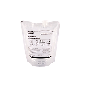 Nettoyant pour sièges de toilettes et poignées de portes Rubbermaid® Liquid Toilet Seat Cleaner, recharge de 400 ml, spray désinfectant à base d'alcool.