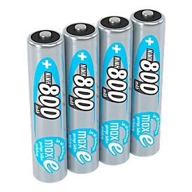 NiMH-accu MaxE micro AAA, 800 mAH, 4 stuks