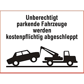 No hay aparcamiento "Unberechtigt parkende Fahrzeuge..." (aluminio dibond)