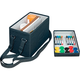 Nobo whiteboard accessoiretas, met inhoud, magnetisch deksel, opvouwbaar, tot 8 kg, B 299 x D 355 x H 230 mm, gerecyclede stof, antracietgrijs