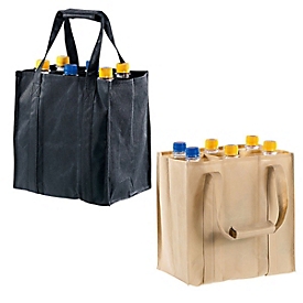 Non Woven Bottle Bag - 6 Einsteckfächer - Non Woven, Grün, Auswahl Werbeanbringung optional