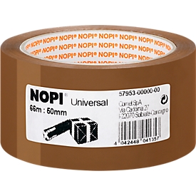 Nopi® Cinta de embalaje universal 4040, L 66 m x A 50 mm, marrón, 6 rollos