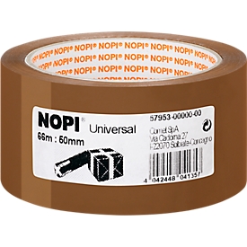 NOPI verpakkingstape universeel, 66 m x 50 mm, bruin