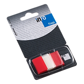 Notes auto-adhésives Flags INFO, 25 mm x 43 mm, 50 feuilles, rouge transparent