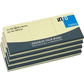 Notes auto-adhésives INFO, 50 mm x 40 mm, 12 x 100 feuilles