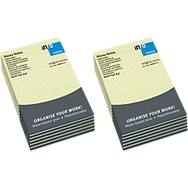 Notes auto-adhésives INFO, quadrillé, 100 mm x 150 mm, 12 x 100 feuilles