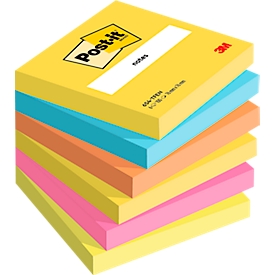 Notes auto-adhésives Notes POST-IT, classement par couleur, 76 mm x 76 mm, lot de 6, 5 coloris