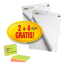 Notes auto-adhésives Super Sticky Meeting Charts 559 Post-it®, 635 x 762 mm, 60 feuilles, blanc, vierge + notes auto-adhésives Post-it® GRATUITES