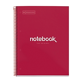Notizbuch Miquelrius Emotions 1, DIN A4, 80 Blatt kariert und blickdicht, gelocht, Spiralbindung, Hardcover, rot