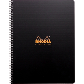Notizbuch Rhodia 4 Colors Book Rhodiactive, 80 Blatt, DIN A4+, 90 g/m², Doppelspirale, kariert, mit Kopfleiste, mikroperforiert